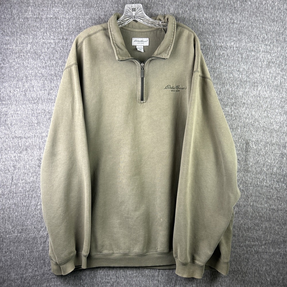 Eddie Bauer Mens Size 2XL Regular-Fit Cotton Fleece Quarter-Zip Pullover Sweater